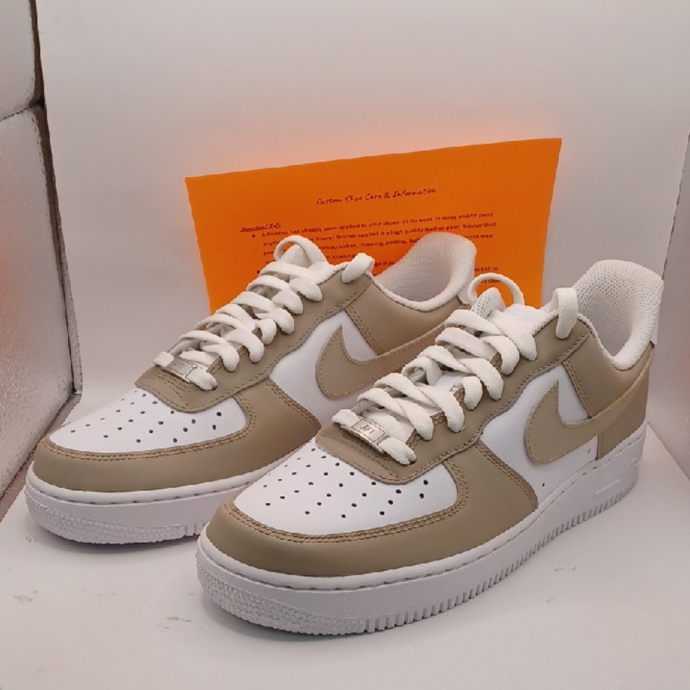 NEW Nike Air Force 1 '07 Customs-White/Brown Women Size 11 US DD8959100